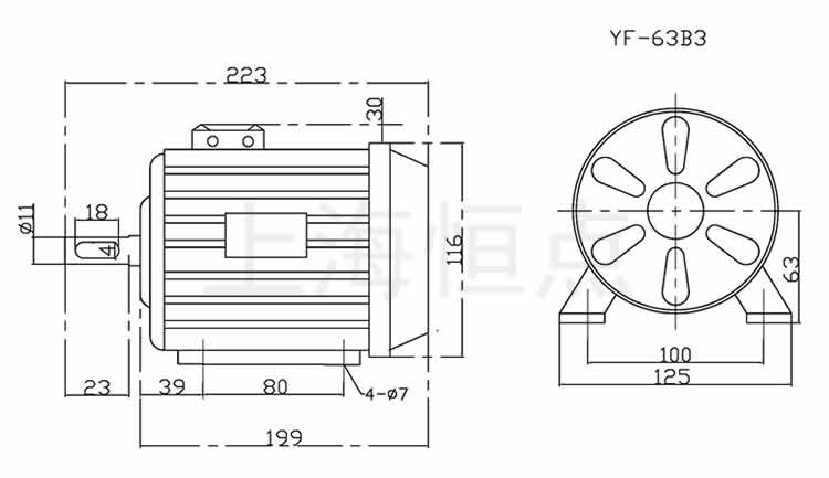 YF63-B3 Y0.18KW-4P����늙C(j��)�ߴ�D